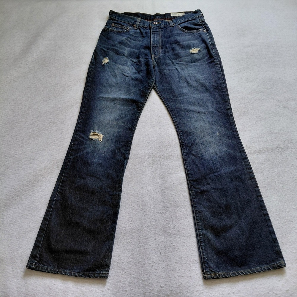 VTG Cremieux Premium Jeans Mens 33x32 Dark Bootcut Distressed Denim Pants Y2K
